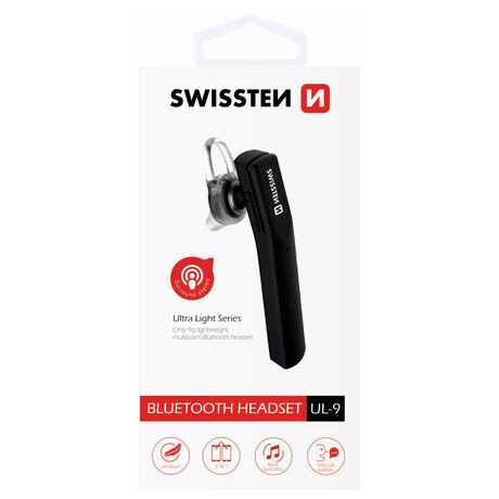 BLUETOOTH HEADSET SWISSTEN ULTRA LIGHT UL-9 ČERNÝ