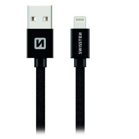 Swissten TEXTILE USB /&nbsp;LIGHTNING MFi 1,2 M&nbsp;ČERNÝ (foto 1)