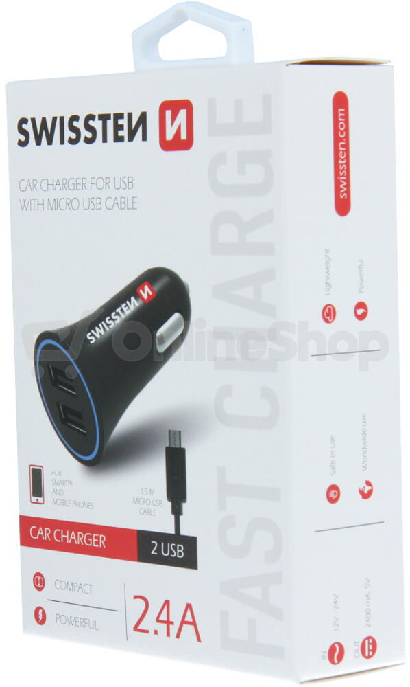 SWISSTEN CL ADAPTÉR 2,4A POWER 2x USB + KABEL MICRO USB