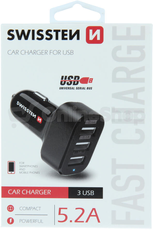 SWISSTEN CL ADAPTÉR 3x USB 5,2A POWER