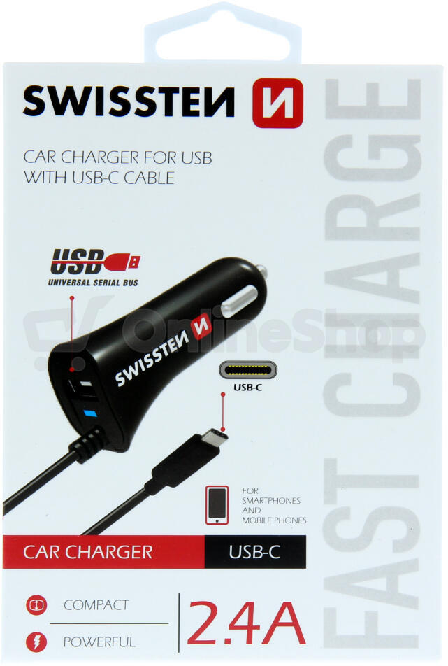 SWISSTEN CL AUTONABÍJEČKA USB-C A USB 2,4A POWER