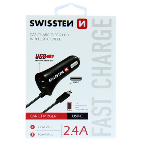 SWISSTEN CL AUTONABÍJEČKA USB-C A USB 2,4A POWER