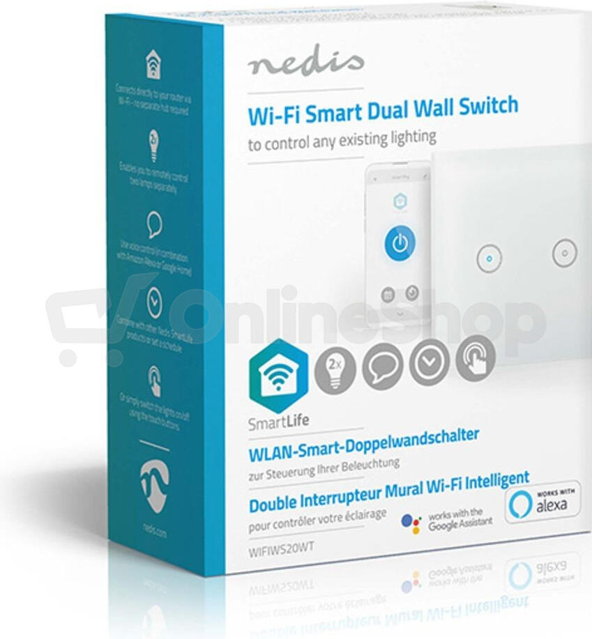 SmartLife nástěnný vypínač NEDIS WIFIWS20WT