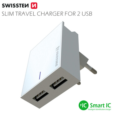 SWISSTEN S͍OV ADAPTR SMART IC 2x USB 3A POWER BL