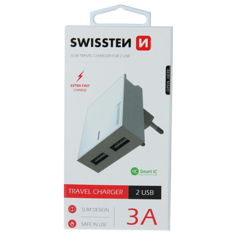 SWISSTEN S͍OV ADAPTR SMART IC 2x USB 3A POWER BL