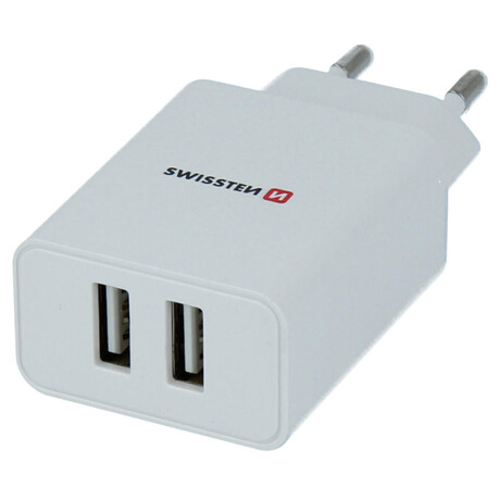 SWISSTEN SÍŤOVÝ ADAPTÉR SMART IC 2x USB 2,1A POWER BÍLÝ