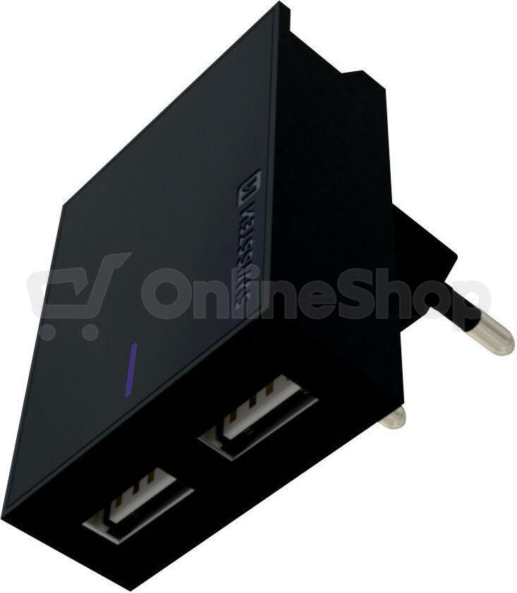 SWISSTEN SÍŤOVÝ ADAPTÉR SMART IC 2x USB 3A POWER + DATOVÝ KABEL USB / MICRO USB 1,2 M ČERNÝ