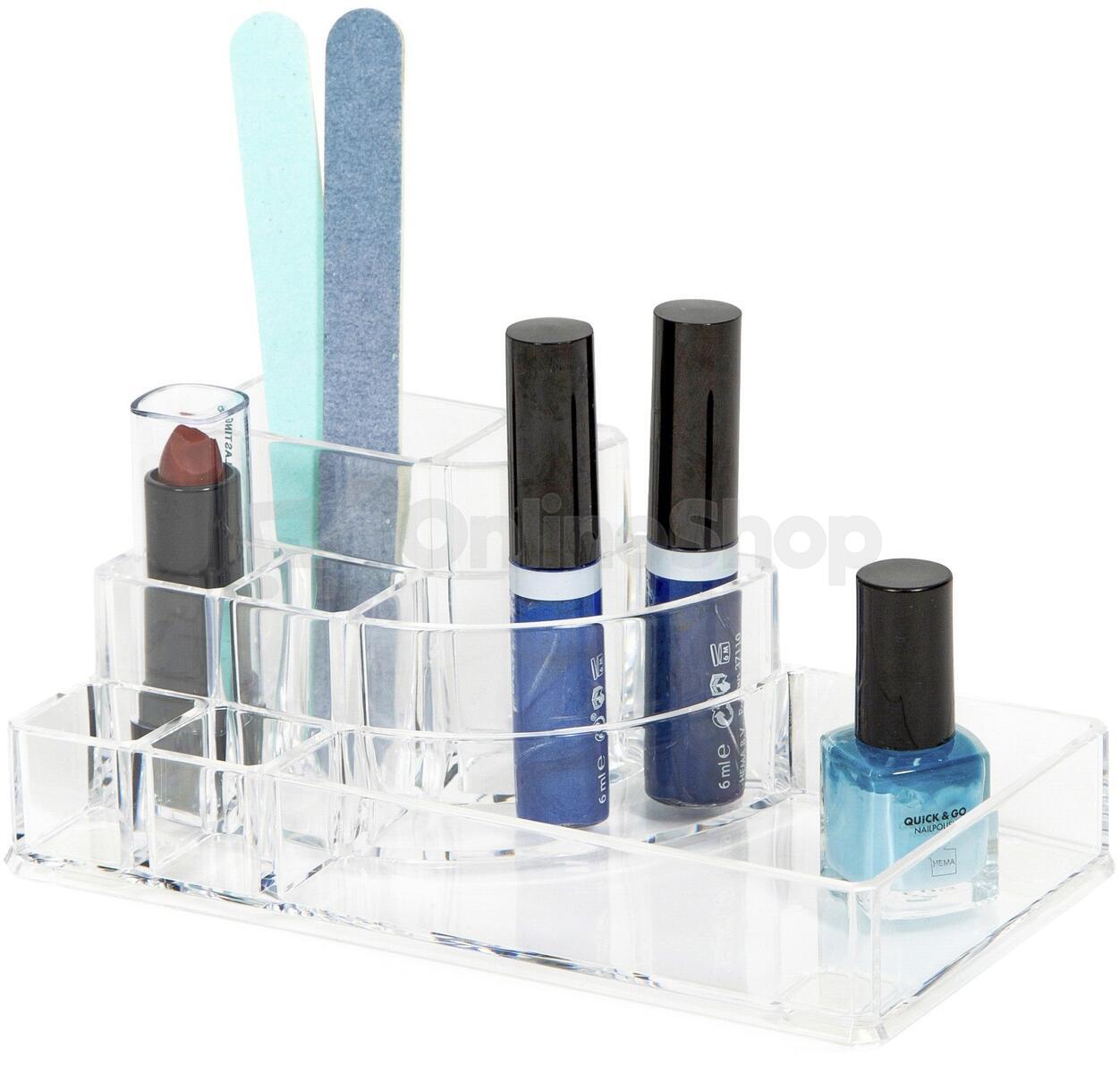 Organizer na kosmetiku a Make-up Compactor - 8 přihrádek, čirý plast