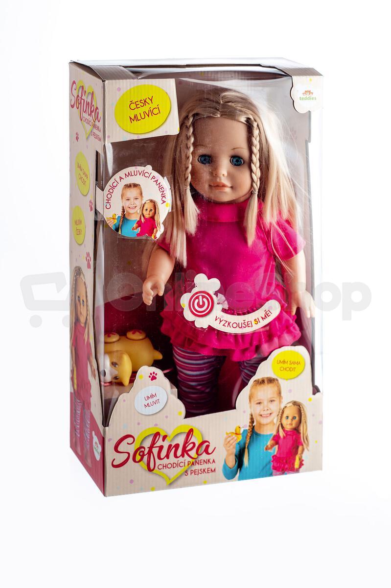 Panenka Teddies Sofinka s pejskem chodící a mluvící, 42cm