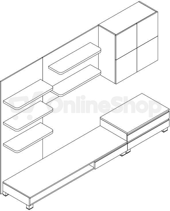 Obývací stěna 300x59x210cm, mdf, hnědá, 9HQ08 Autronic