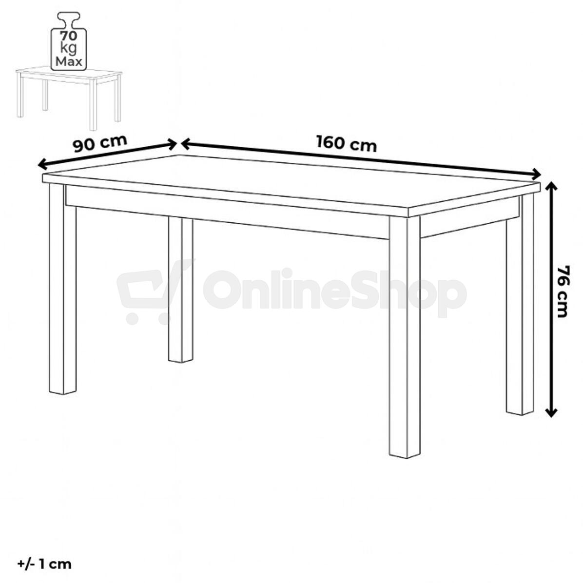 Jídelní stůl 160x90cm, mdf AT-3008 WT Autronic, Bílá
