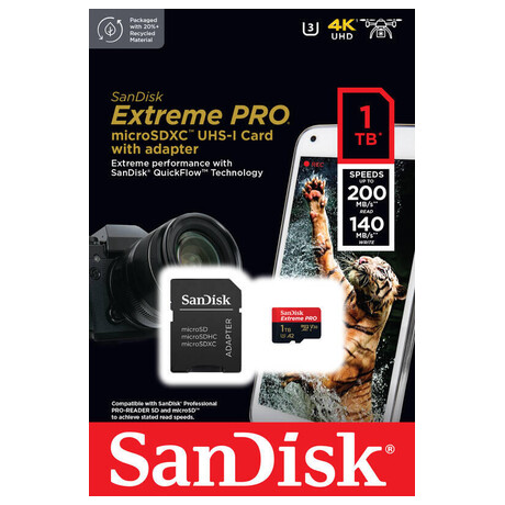 SanDisk Extreme Pro microSDXC 1TB 170MB/s + ada. (SDSQXCZ-1T00-GN6MA)