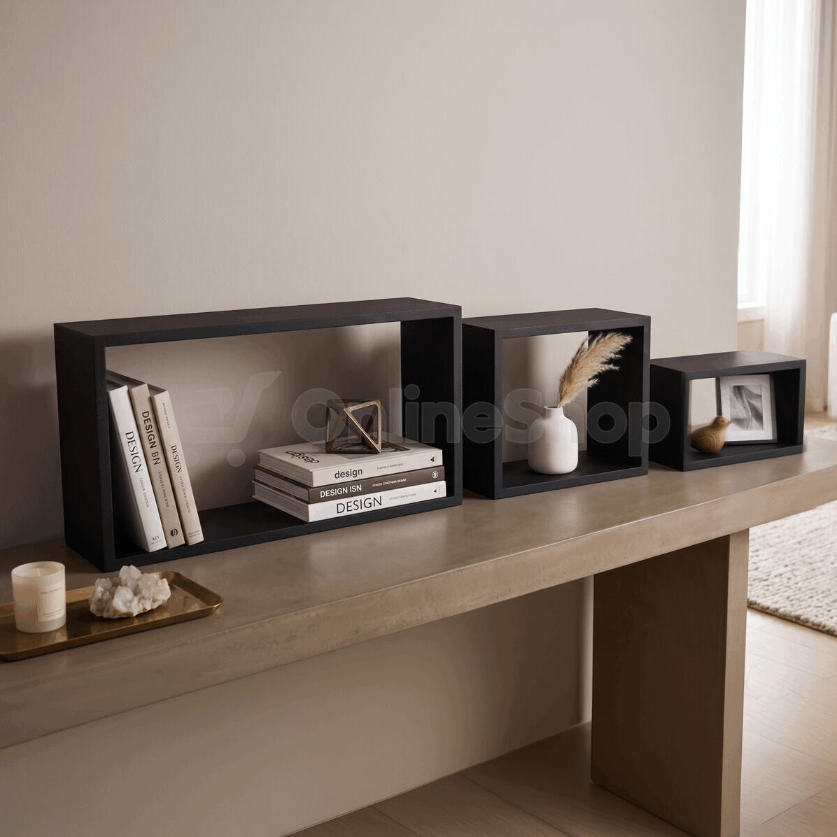 Polička, mdf, černá, P-009 BK Autronic