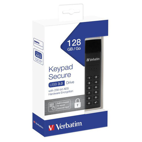 VERBATIM USB 3.0 Drive 128 GB - Keypad Secure (R:160/W:150 MB/s) GDPR (49429)