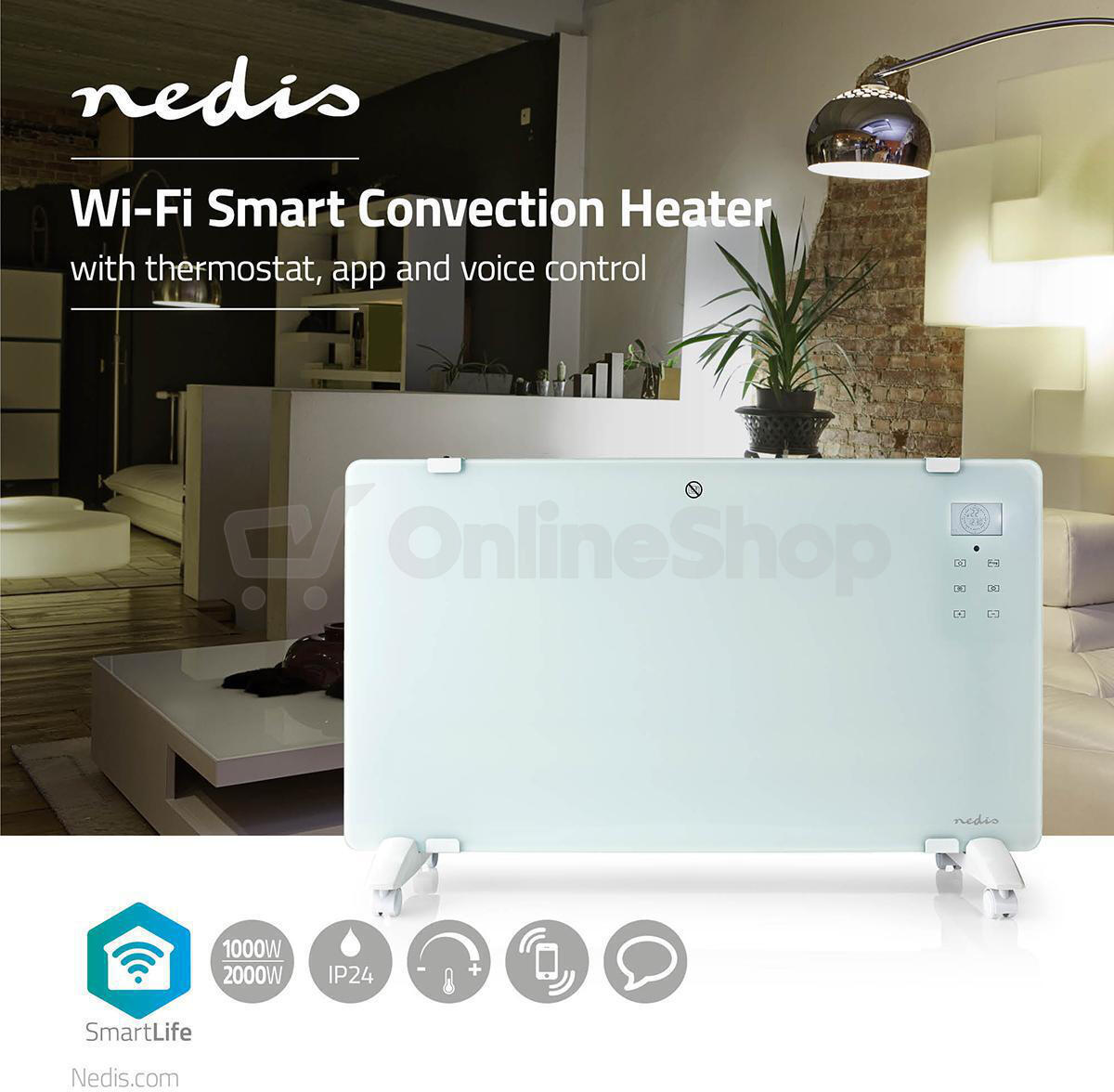 Konvektor Nedis SmartLife WIFIHTPL20FWT, bílé