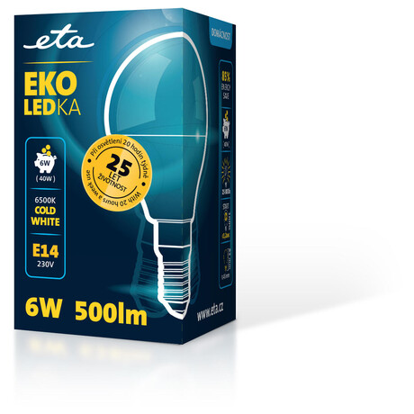 ETA EKO LEDka mini globe 6W, E14, studená bílá (foto 1)