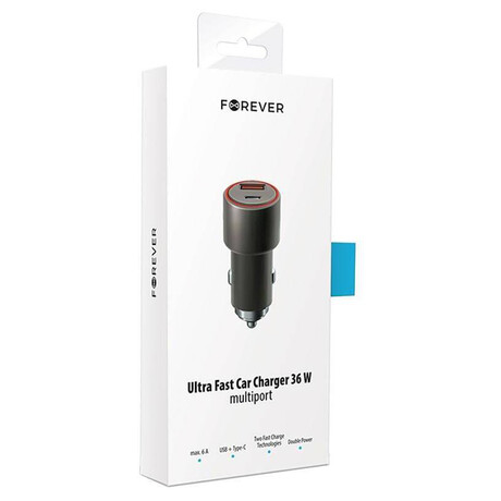 Forever Core USB QC&nbsp;3.0 a&nbsp;USB-C PD&nbsp;36W černá (foto 3)