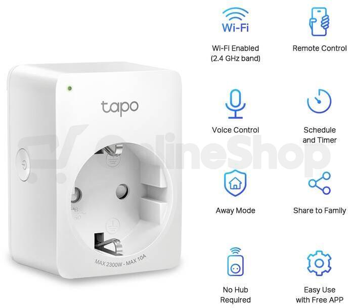 Chytrá zásuvka TP-link Tapo P100 (EU) (1-pack) WiFi, 10A