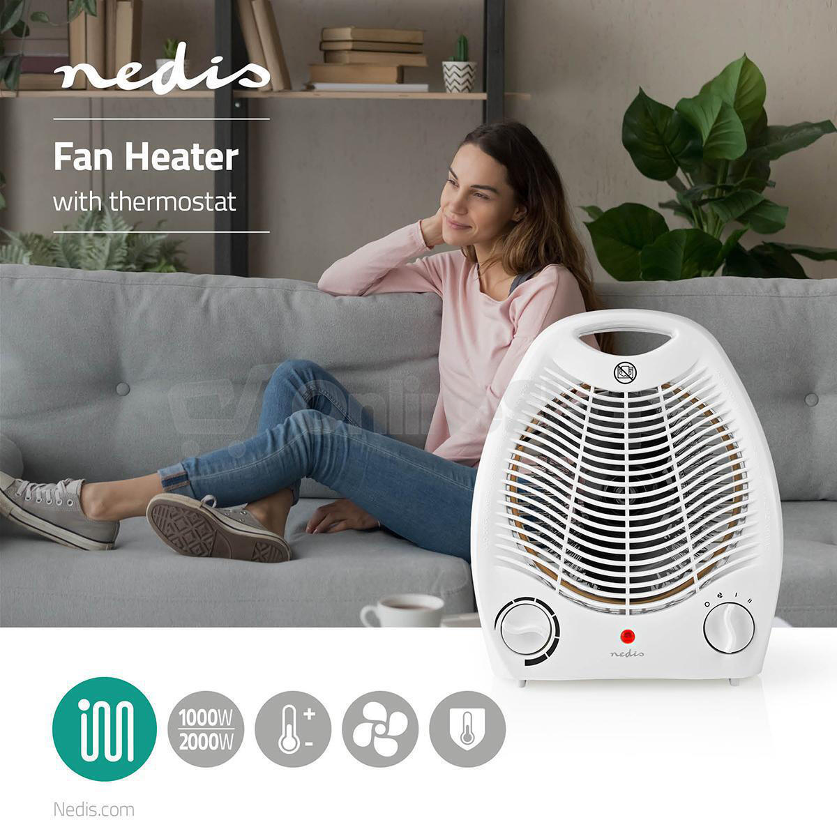 Teplovzdušný ventilátor NEDIS HTFA13CWT