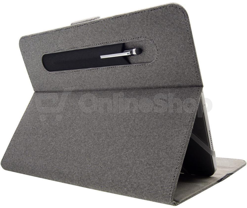 Textilní pouzdro pro 10,1" tablety FIXED Novel se stojánkem a kapsou pro stylus, temně šedé