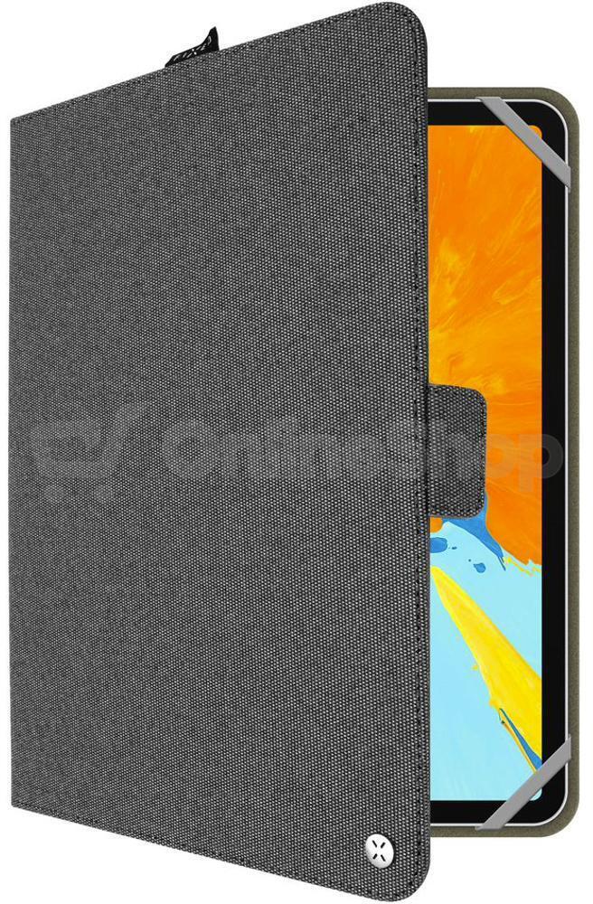 Textilní pouzdro pro 10,1" tablety FIXED Novel se stojánkem a kapsou pro stylus, temně šedé