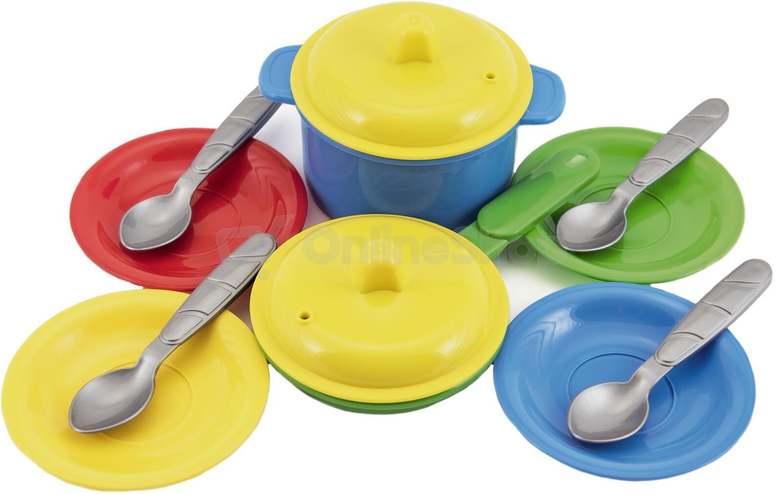 Teddies Sada nádobí plast barevné 12ks v síťce 12m+