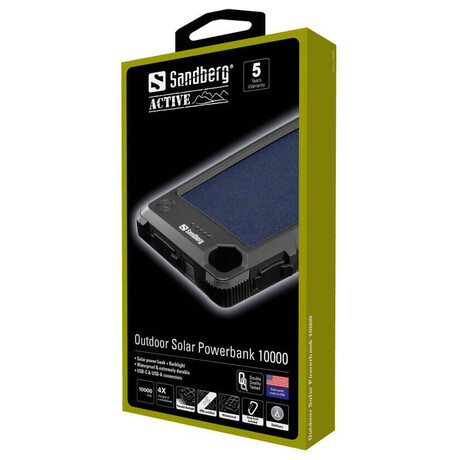 SANDBERG Outdoor Solar 10000 mAh, solrn nabjeka, ern (foto 1)