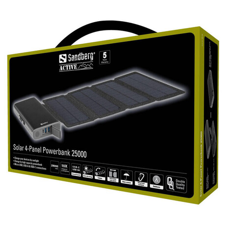 SANDBERG Solar 4-Panel 25000 mAh, ern (foto 6)