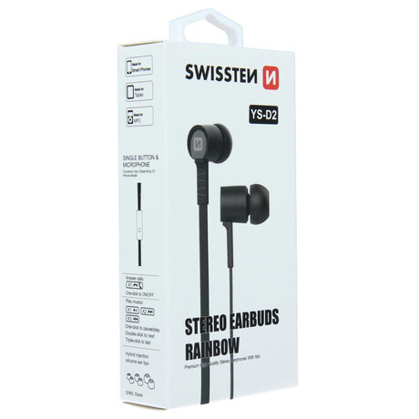 SLUCHÁTKA SWISSTEN EARBUDS RAINBOW YS-D2 ČERNÁ