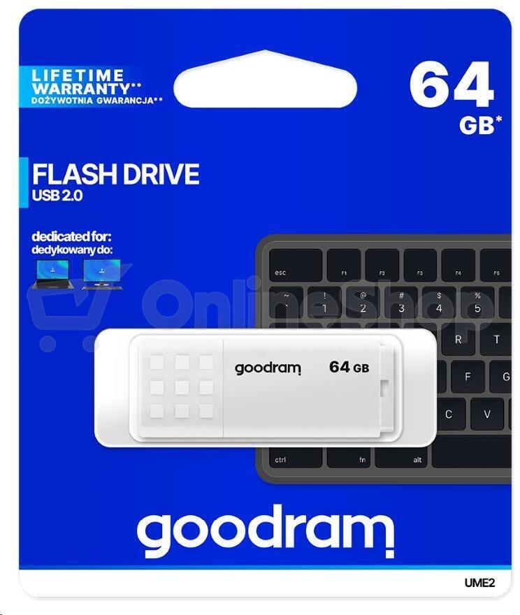 GOODRAM Flash Disk 64GB UME2, USB 2.0, bílá (UME2-0640W0R11)