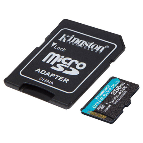 KINGSTON 256GB microSDXC Canvas Go! Plus 170R/100W U3 UHS-I V30 Card + SD Adapter (SDCG3/256GB)