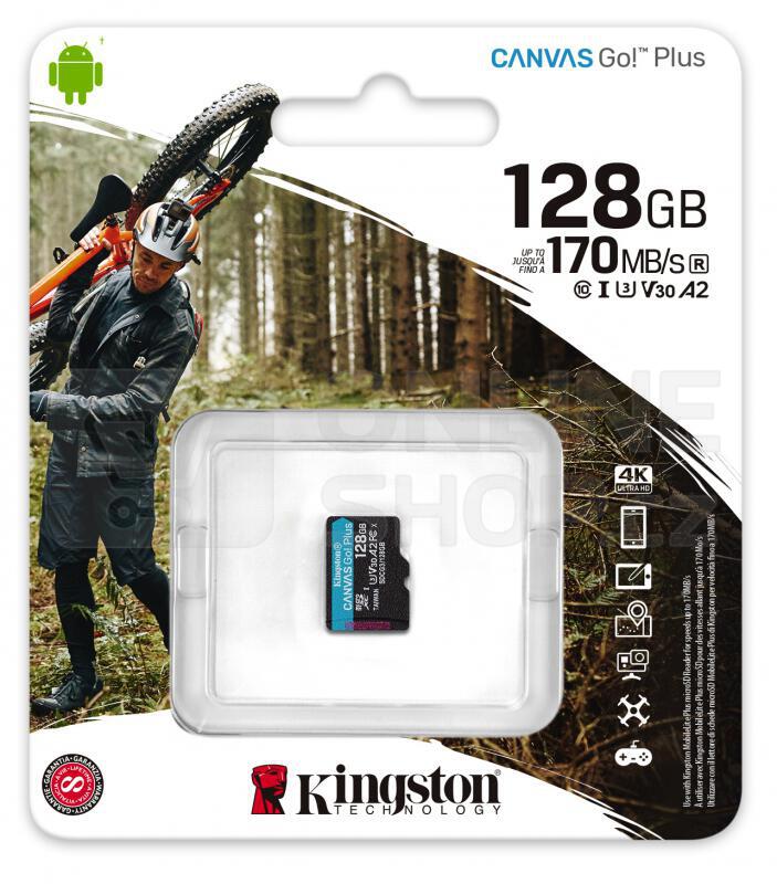 Paměťová karta KINGSTON 128GB microSDXC Canvas Go! PLus 170R/100W U3 ...