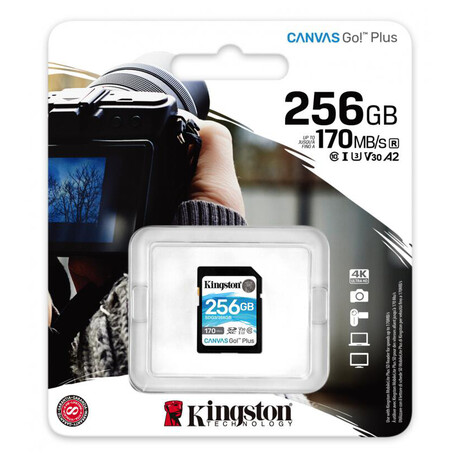 KINGSTON 256GB SDXC Canvas Go! Plus 170R/90W CL10 U3 V30 (SDG3/256GB)