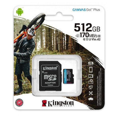 Kingston Canvas Go Plus A2/micro SDXC/512GB/UHS-I U3 / Class 10/+ Adaptr (SDCG3/512GB)