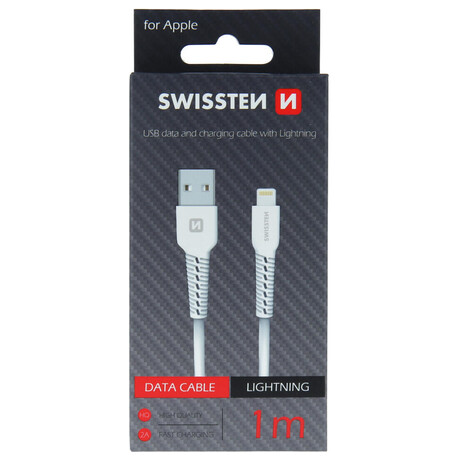 DATOVÝ KABEL SWISSTEN USB / LIGHTNING 1,0 M BÍLÝ