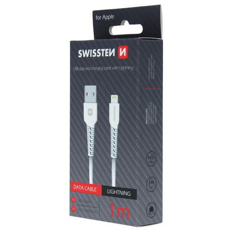 DATOVÝ KABEL SWISSTEN USB / LIGHTNING 1,0 M BÍLÝ