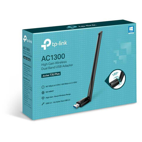 TP-Link Archer T3U Plus AC1300 USB 3.0 Wifi Adapter, high gain antenna