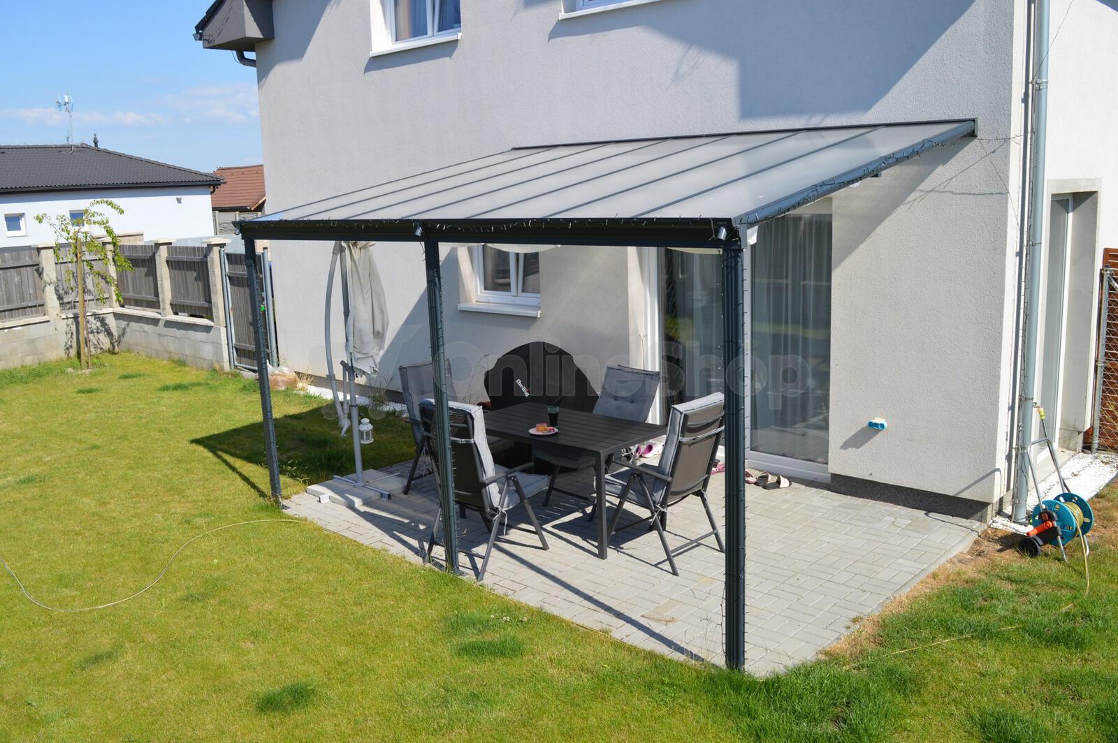 Pergola LANITPLAST WALL 33 hliníková, antracit/čirý