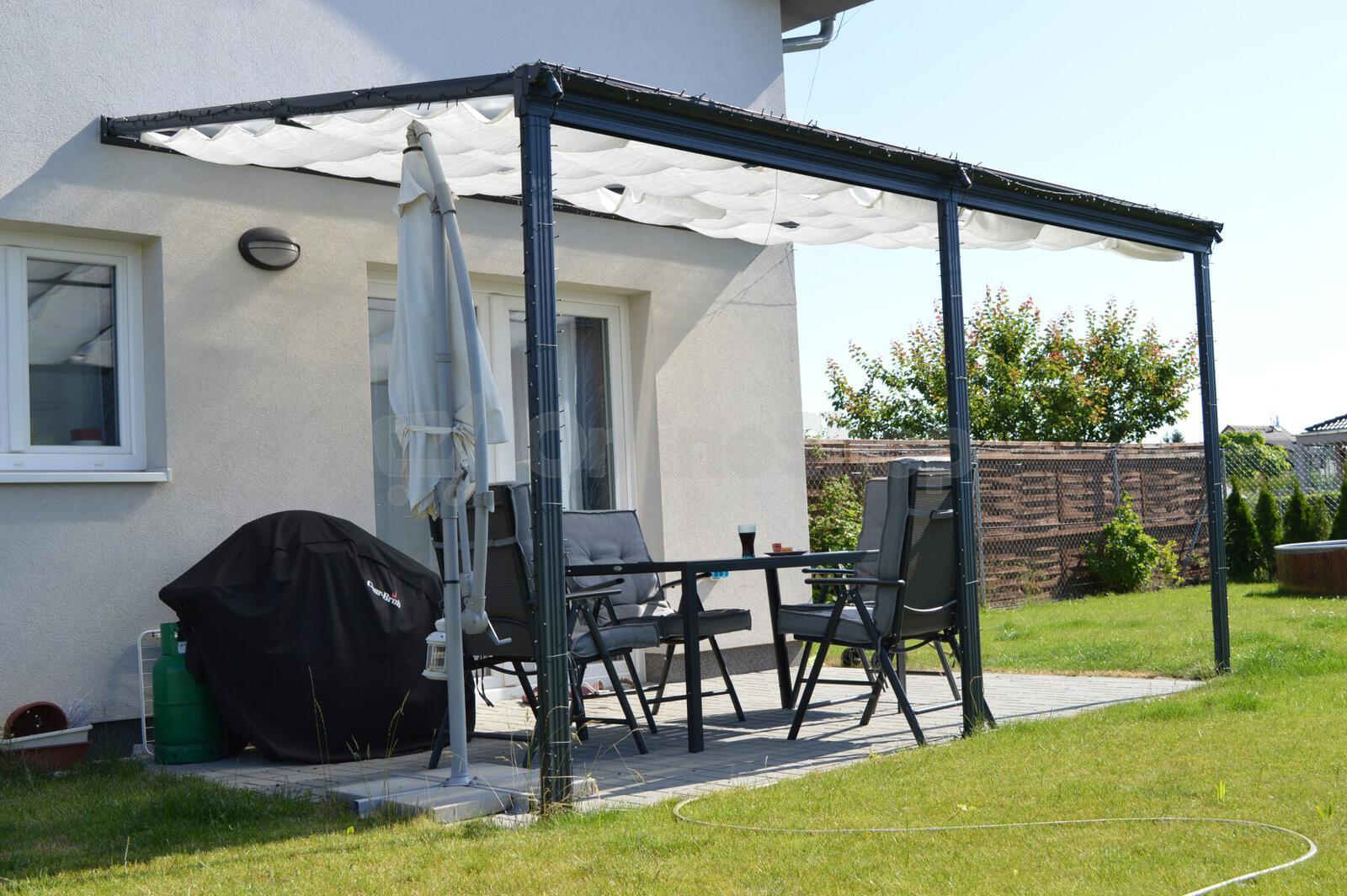 Pergola LANITPLAST WALL 33 hliníková, antracit/čirý