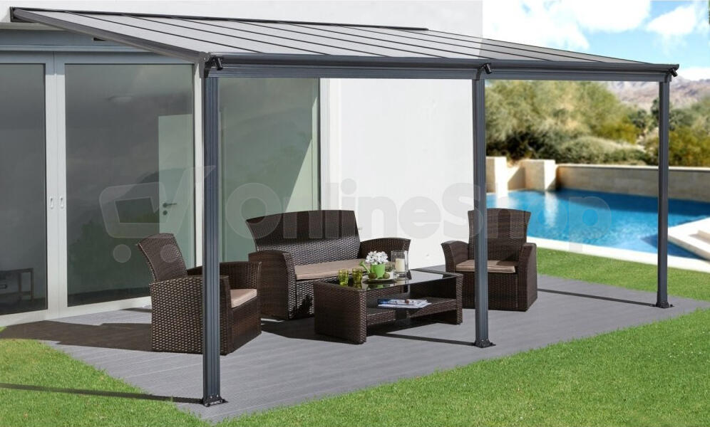 Pergola LANITPLAST WALL 43 hliníková, antracit/čirý