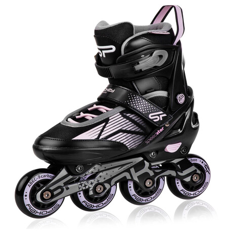 Spokey SPEED PRO Kolekov brusle, erno-rov, ABEC9 Carbon, vel. 33-36