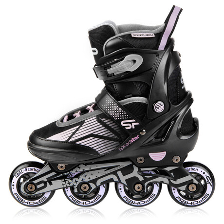 Spokey SPEED PRO Kolekov brusle, erno-rov, ABEC9 Carbon, vel. 33-36