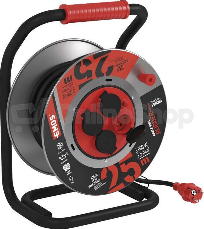 Prodlužovací kabel na bubnu Emos P084254, 4z, 25m, 1,5mm2
