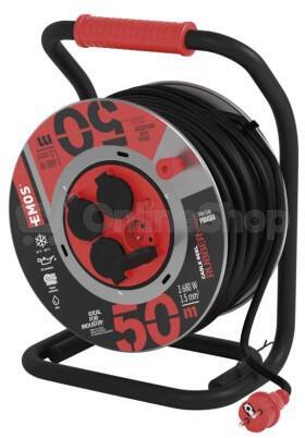 Prodlužovací kabel Emos P084504, buben kovový – 4z, 50m, 1,5mm2