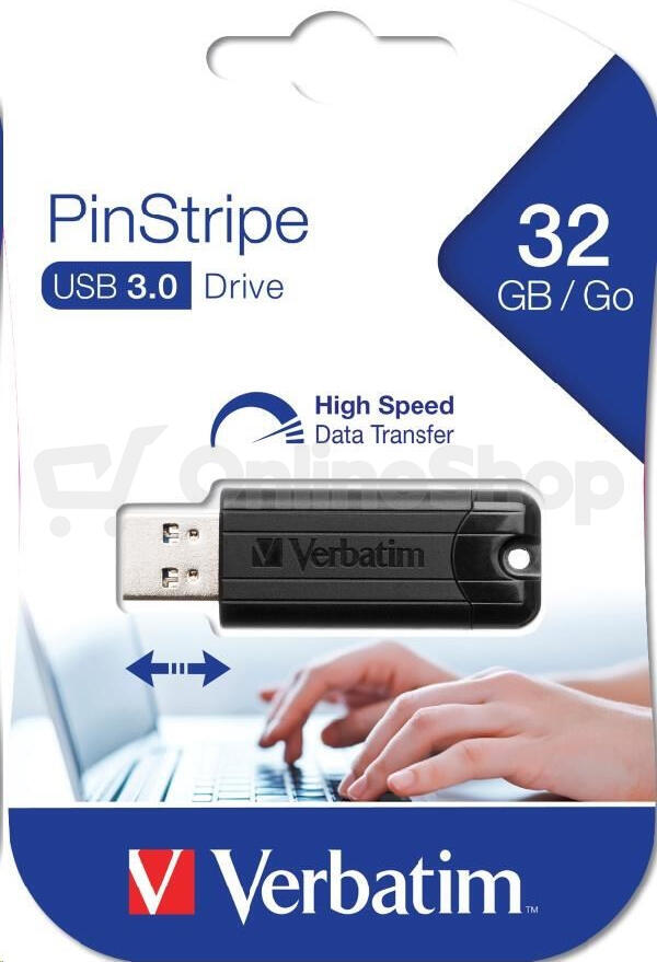 VERBATIM Flash disk Store 'n' Go PinStripe/ 32GB/ USB 3.0/ černá (49317)