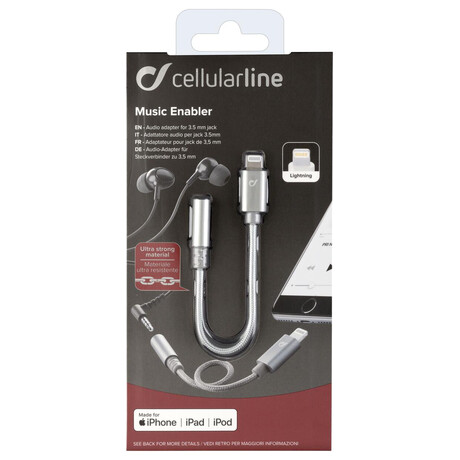 Extra odoln adaptr Cellularline Music Enabler z konektoru Lightning na 3,5 mm jack, MFI certifikace, ed