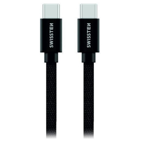 DATOVÝ KABEL SWISSTEN TEXTILE USB-C / USB-C 1,2 M ČERNÝ