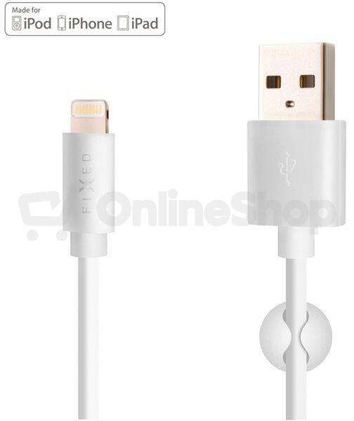 Set autonabíječky FIXED s USB výstupem a USB/Lightning kabelu, 1 metr, MFI certifikace, 12W, bílá