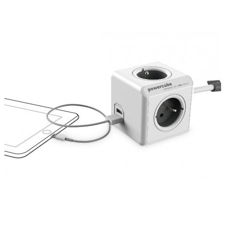 PowerCube Extended USB zásuvka šedá