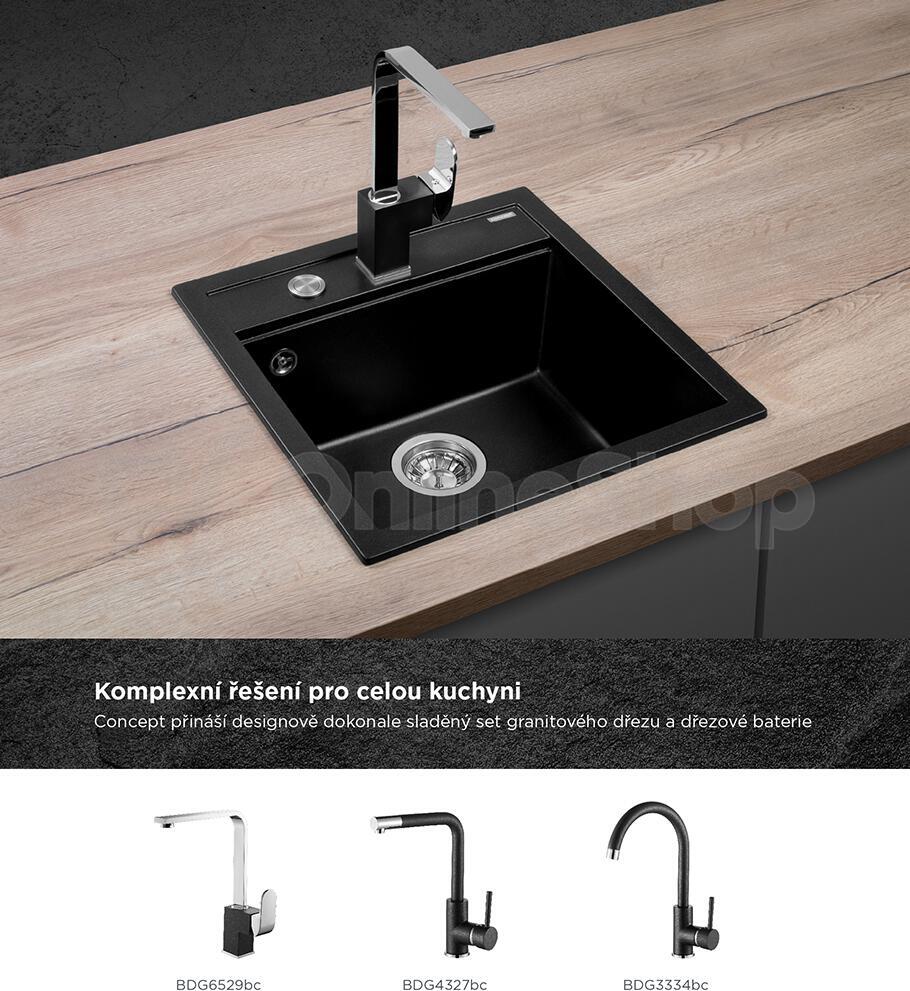 Dřez Concept DG00C50bc Cubis granitový Cubis černý